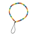 Dettaglio del laccetto per cellulare con perline opache colorate e anello nero - SL1627 Multicolore Opaco