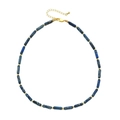French vintage style blue imperial stone bamboo bead necklace with gold metal accents - Deep Blue (XN053-6)