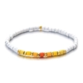Detail of bohemian rainbow beaded bracelet with yellow and orange enamel cylinder beads - Warm Tone Orange Yellow Splicing Style (XN201 (3))