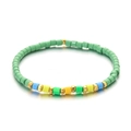 Close-up of mint green beaded bracelet with rainbow colorful accents and gold spacer beads - Fresh Mint Green Tone Style (XN201 (4))