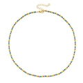 Detail of colorful rainbow seed bead necklace with gold lobster clasp and chain - Rainbow Seed Bead Style (SL1543)