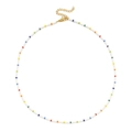 Detail of bohemian rainbow bead necklace with golden lobster clasp and extender chain - Colorful Accents Style (SL1545)