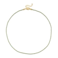 Close-up of golden and turquoise beaded necklace featuring lobster clasp and extension chain - Gold and Blue Alternating Style (SL1546)