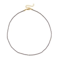 Close-up of bohemian blue and gold beaded necklace with adjustable lobster clasp and chain - Gold and Navy Alternating Style (SL1547)