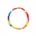 Close-up of a colorful enamel beaded necklace with a golden metallic toggle clasp - Rainbow Gradient (SL420)