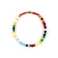 Close-up of vibrant enamel bead necklace with golden clasp and red woven cord detailing - Multi-color Seed Bead Bracelet (SL421)