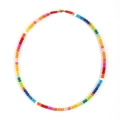 Handmade colorful enamel beaded necklace for women with a gold metal clasp and red cord detail - Bright Flat Bead Style (SL424)