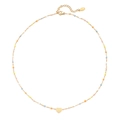 Collier pendentif cœur avec perles de riz colorées sur chaîne dorée - Arc-en-ciel
