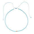 Detail of handmade blue beaded necklace with golden accents and adjustable drawstring cord - Light Pink Bead Focal (QQSL007-33) / Sky Blue (QQSL007-33)