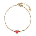 Pulsera dorada de acero inoxidable con cuentas de colores y colgante corazón LOVE - Estilo De Cuentas De Colores (XIAJIA SL879-COLOR)