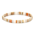Détail du bracelet bohème en perles Tila avec carreaux de verre dorés et ambrés - Beige Ambre Or Blanc (SL1393)
