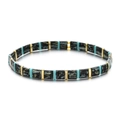 Vue détaillée d'un bracelet Tila bohème avec perles turquoise et marbre noir - Marbre Noir Bleu Or (SL1394)