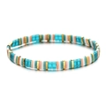 Vue détaillée d'un bracelet de perles Tila bohème avec perles en verre carrées - Bleu Rose Blanc Or (SL1397)