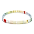 Détail d'un bracelet de perles Tila colorées style bohème avec accents dorés sur blanc - Vert Clair Jaune Rose Blanc Rouge Foncé (SL1403)