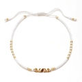 Bracelet MOM en perles japonaises avec breloque football dorée et cordon blanc - Blanc