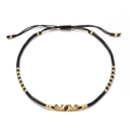 Verstellbares Perlenarmband mit goldenem MOM-Schriftzug und American-Football-Motiv für Damen - Schwarz