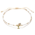Pulsera de cuentas MIYUKI de verano con dije de cóctel y cordón ajustable - Blanco Dorado