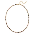 Minimalist French retro square natural stone beaded necklace with gold metal clasp - Multi-Color Mixed Natural Stone (SL953)