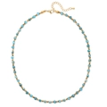 Minimalist French vintage necklace with faceted blue natural stone beads and gold accents - Blue Faceted Natural Stone (SL970)