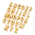 26 gold plated copper alphabet beads with textured surface and large holes for DIY jewelry - Letter A