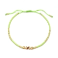 Green seed bead MOM bracelet with golden football charm and adjustable cord - Grass Green