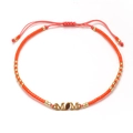 Bracelet MOM en perles rouges avec breloque football pour cadeaux fête des mères - Orange