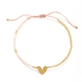 Rosa MIYUKI Perlenarmband mit goldenem Herzanhänger und verstellbarem Schiebeknoten - Rosa