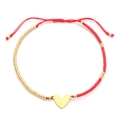Handgefertigtes MIYUKI-Perlenarmband mit roten Perlen und goldenem Herzanhänger - Rot