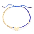 Bracciale in perline MIYUKI blu e oro con ciondolo a cuore e chiusura regolabile - Blu