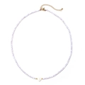 Collana minimalista con perline lavanda e ciondolo a cuore in conchiglia con tocchi d'oro - Lavanda