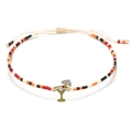 Pulsera de cuentas MIYUKI hecha a mano con colgante de cóctel y cordón ajustable - Rojo Naranja Negro Beige