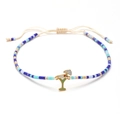 Pulsera de cuentas MIYUKI en tonos azules con dije de cóctel de estilo bohemio - Azul Oscuro Azul Claro Azul Púrpura