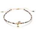 Pulsera de cuentas MIYUKI bohemia con dije de copa de cóctel y cordón ajustable - Negro Gris Marrón Plateado