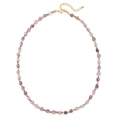 French vintage style necklace with purple faceted natural stone beads and gold spacers - Purple Faceted Round Bead (SL954)