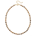 Bohemian faceted tiger eye beaded necklace with gold metal lobster clasp closure - Brownish Yellow Tiger Eye Stone (SL955)