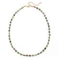 French minimalist necklace with faceted green and purple natural stone beads and gold hardware - Green and Purple Faceted Natural Stone (SL966)