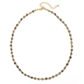 Bohemian multicolored faceted natural stone beaded necklace with gold spacers and clasp - Dark Green and Dark Red Multi-Color Stone (SL971)