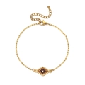 Minimalistische gouden schakelarmband met handgemaakte geometrische kralenbedel - Rood Bruine Geometrische Ruit