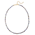 French retro beaded necklace with deep blue faceted natural stones and gold clasp - Dark Blue Lapis Lazuli Feel Bead (SL972)