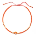 Bracelet fait main en perles rouges avec breloque œil porte-bonheur orange - Orange