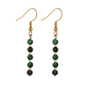 Minimalist green stone beaded earrings with gold metal hooks in a bohemian ethnic style - Peacock Green Texture Style (XN429-4)