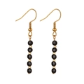 Minimalistische goldene Tropfenohrringe mit facettierten schwarzen Steinperlen im Vintage-Stil - Schwarz Facettierte Perlen Stil (XN429-5)