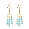 Bohemian light blue stone fringe drop earrings with gold hooks for beach vacations - Light Blue