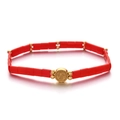 Bohemian San Benito bracelet with red Tila beads and vintage gold religious medal - Red