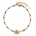Halloween spider web bracelet in gold stainless steel with black beads and adjustable chain - Spider Web Pendant With Black Beads (XN331-BLACK)