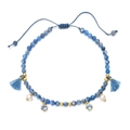 Böhmisches blaues Perlenarmband mit Quasten, Perlen und verstellbarem Band - Blaue Quastenperle Stil (XN403-3)