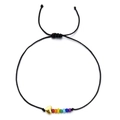 MIYUKI zwart geweven armband met gouden hartbedeltje en kleurrijke regenboogkralen - Gouden Hart Stijl (YWSL006)