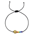 Braccialetto intrecciato nero regolabile con ciondolo a conchiglia dorata e perle arcobaleno - Stile Conchiglia (YWSL006)