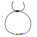 Bracciale MIYUKI intrecciato nero fatto a mano con perle arcobaleno e cuore - Stile Cuore Argento (YWSL006)