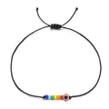 Bracciale a cordoncino nero regolabile con perline arcobaleno e ciondolo malocchio - Stile Occhio Rosso (YWSL008)